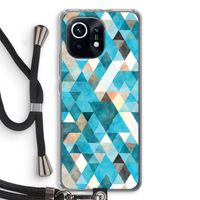 Gekleurde driehoekjes blauw: Xiaomi Mi 11 Transparant Hoesje met koord