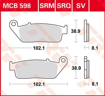 TRW Remblokken, en remschoenen voor de moto, MCB598 Allround organisch