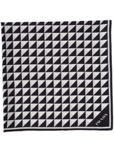 Prada foulard en soie à logo triangulaire - Noir