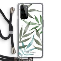 Tropical watercolor leaves: OnePlus 9 Pro Transparant Hoesje met koord