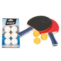 Tafeltennis setje - 2x bats en 9x ballen - hout/kunststof - 26 x 15 cm - pingpong