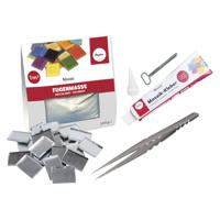 Emmer mozaiek steentjes 1 x 1.5 cm - vierkant - spiegeltjes - 1200x stuks - met lijm en voegmiddel