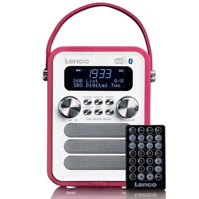 LENCO PDR-051PKWH - Draagbare DAB+ FM Radio met Bluetooth® en AUX-ingang, oplaadbare batterij - Roze