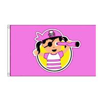 Meisjes piratenvlag - verjaardag - 150 x 90 cm - roze - polyester
