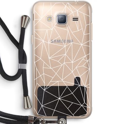 Geometrische lijnen wit: Samsung Galaxy J3 (2016) Transparant Hoesje met koord