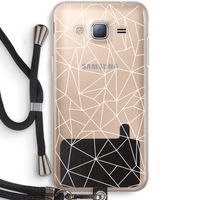 Geometrische lijnen wit: Samsung Galaxy J3 (2016) Transparant Hoesje met koord