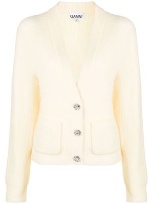 GANNI cardigan à col v - Jaune