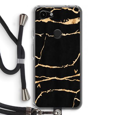 Gouden marmer: Pixel 3a Transparant Hoesje met koord