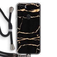 Gouden marmer: Pixel 3a Transparant Hoesje met koord