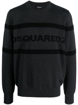 DSQUARED2 pull en laine à logo intarsia - Gris