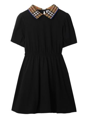 Burberry Kids robe-polo en coton à col à carreaux - Noir