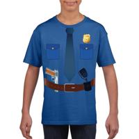 Politie agent uniform kostuum - blauw - shirt - voor kinderen