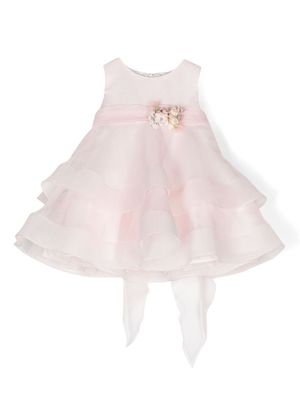 Mimilù robe volantée à fleurs appliquées - Rose Mimilù robe volantée à fleurs appliquées - Rose