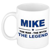 Mike cadeau mok - man myth legend - naam koffiemok / beker - wit en blauw - 300 ml