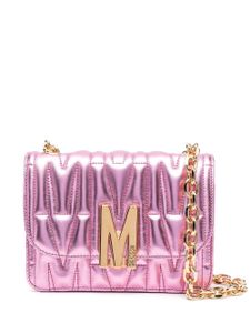 Moschino sac porté épaule en cuir à logo embossé - Rose