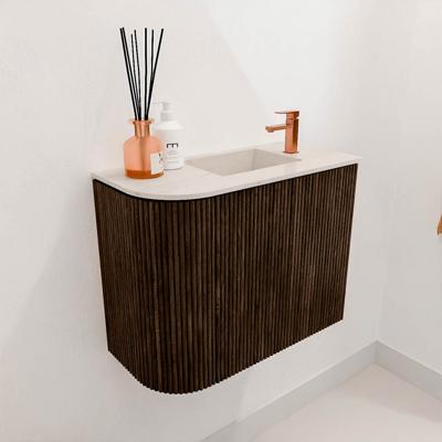 Toiletmeubel Mondiaz Joya Dlux | 51.6 cm | Meubelkleur Walnut | Faye wastafel Meli Wasbak Rechts | 1 kraangat