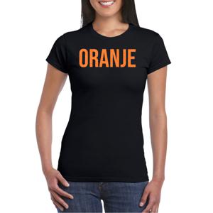 Koningsdag verkleed T-shirt voor dames - oranje - zwart - met glitters - feestkleding