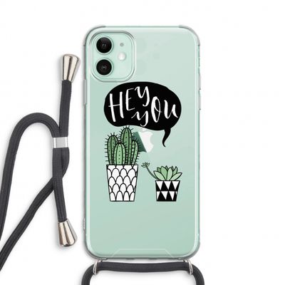 Hey you cactus: iPhone 11 Transparant Hoesje met koord
