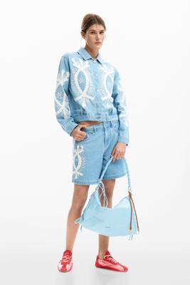 Geborduurde jeans bermuda - BLUE - 44