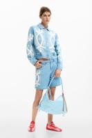 Geborduurde jeans bermuda - BLUE - 44