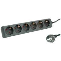 ROLINE 6-voudige stekkerdoos zonder schakelaar, zwart, 1,5 m