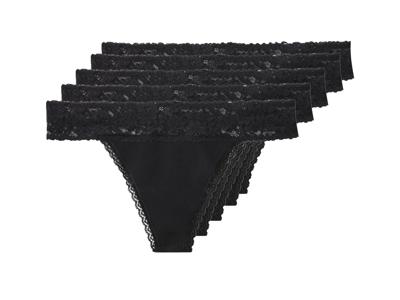 esmara Set van 5 dames strings (Zwart, L (44/46))