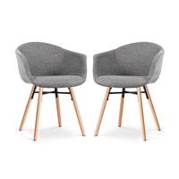 Nolon Nena-Otis Eetkamerstoelen Set van 2 - Donkergrijs - Houten Poten