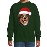Kersttrui / sweater honden - kinderen - Berner Sennenhond - groen - kerstmuts - Kerstmis