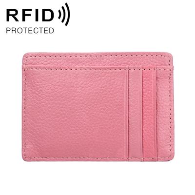 KB37 Antimagnetic RFID Litchi Texture Leather Card Holder Wallet Billfold for Men and Women (Pink)