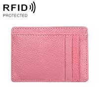 KB37 Antimagnetic RFID Litchi Texture Leather Card Holder Wallet Billfold for Men and Women (Pink)