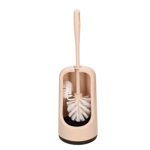 WC-borstel/toiletborstel met randreiniger en houder beige 41 cm van kunststof