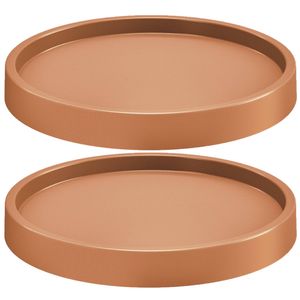 2x Stuks planten trolleys/multirollers rond terracotta kunststof 30 cm - Planten onderzetter