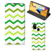 Samsung Galaxy M30s | M21 | Hoesje met Magneet | Zigzag Groen