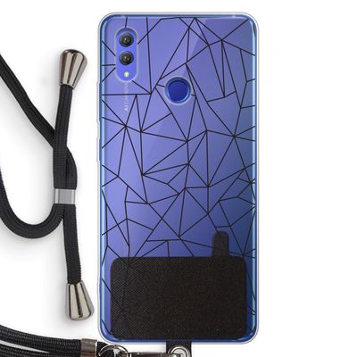 Geometrische lijnen zwart: Honor Note 10 Transparant Hoesje met koord