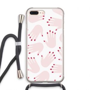 Hands pink: iPhone 8 Plus Transparant Hoesje met koord