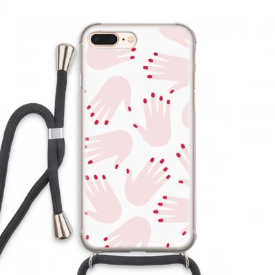 Hands pink: iPhone 8 Plus Transparant Hoesje met koord