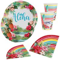 Hawaii thema feest wegwerp servies set - 10x bordjes / 10x bekers / 20x servetten