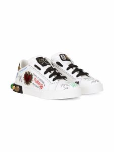 Dolce & Gabbana Kids baskets Portofino DG King en cuir - Blanc