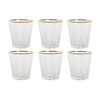 Glazenset Home ESPRIT Transparant Gouden Kristal Met reliëf 350 ml (6 Stuks)