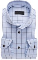 John Miller Heren Overhemd Lichtblauw Geruit Cutaway Tailored Fit - thumbnail