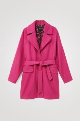 Wollen driekwartjas met ceintuur - RED - L