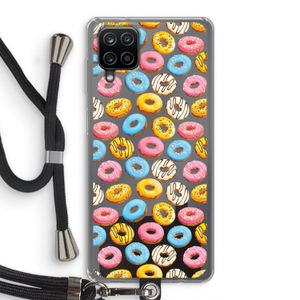 Pink donuts: Samsung Galaxy A12 Transparant Hoesje met koord