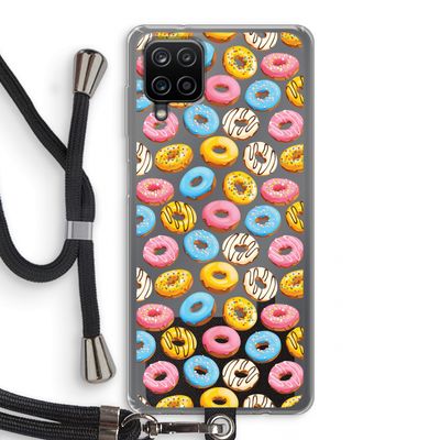 Pink donuts: Samsung Galaxy A12 Transparant Hoesje met koord
