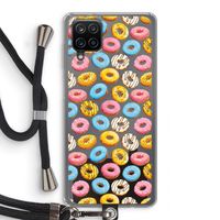 Pink donuts: Samsung Galaxy A12 Transparant Hoesje met koord Pink donuts: Samsung Galaxy A12 Transparant Hoesje met koord