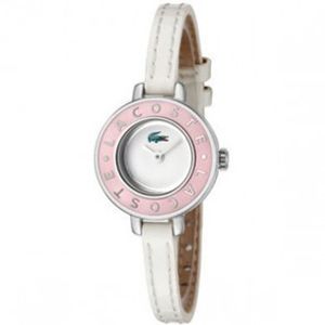 Lacoste horlogeband LC-15-3-14-0083 / 2000390 Leder Wit 6mm + wit stiksel