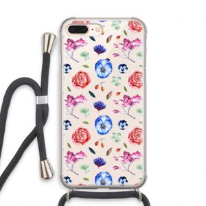 Bloemetjes: iPhone 8 Plus Transparant Hoesje met koord
