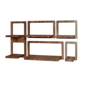 Hoyz Collection - Wandschap Curvy - Massief Acacia Naturel - Set van 5