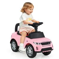 Duwauto voor Kinderen Glijspeelgoed voor Peuters met Claxon en Opbergruimte Onder de Stoel Auto om in te Rijden voor Kinderen Roze