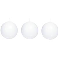 Trend Candles Bolkaars glad - 3x - wit - 8 cm - 25 branduren - ronde kaarsen