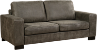 Donkergrijze leren moderne 2.5-zitsbank Enjoy - poot hout zwart - Kenia Leer Antracite (donkergrijs leer)